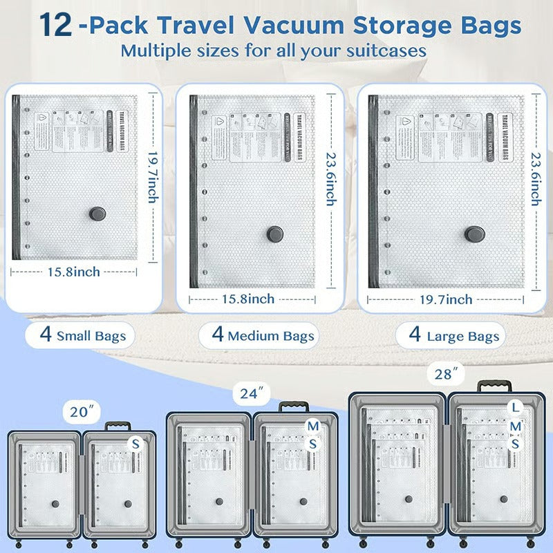 Cordless Travel Vacuum Bag Set for Space-Saving Packing
