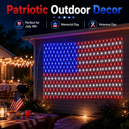 USA Glow Solar LED Flag Net Lights