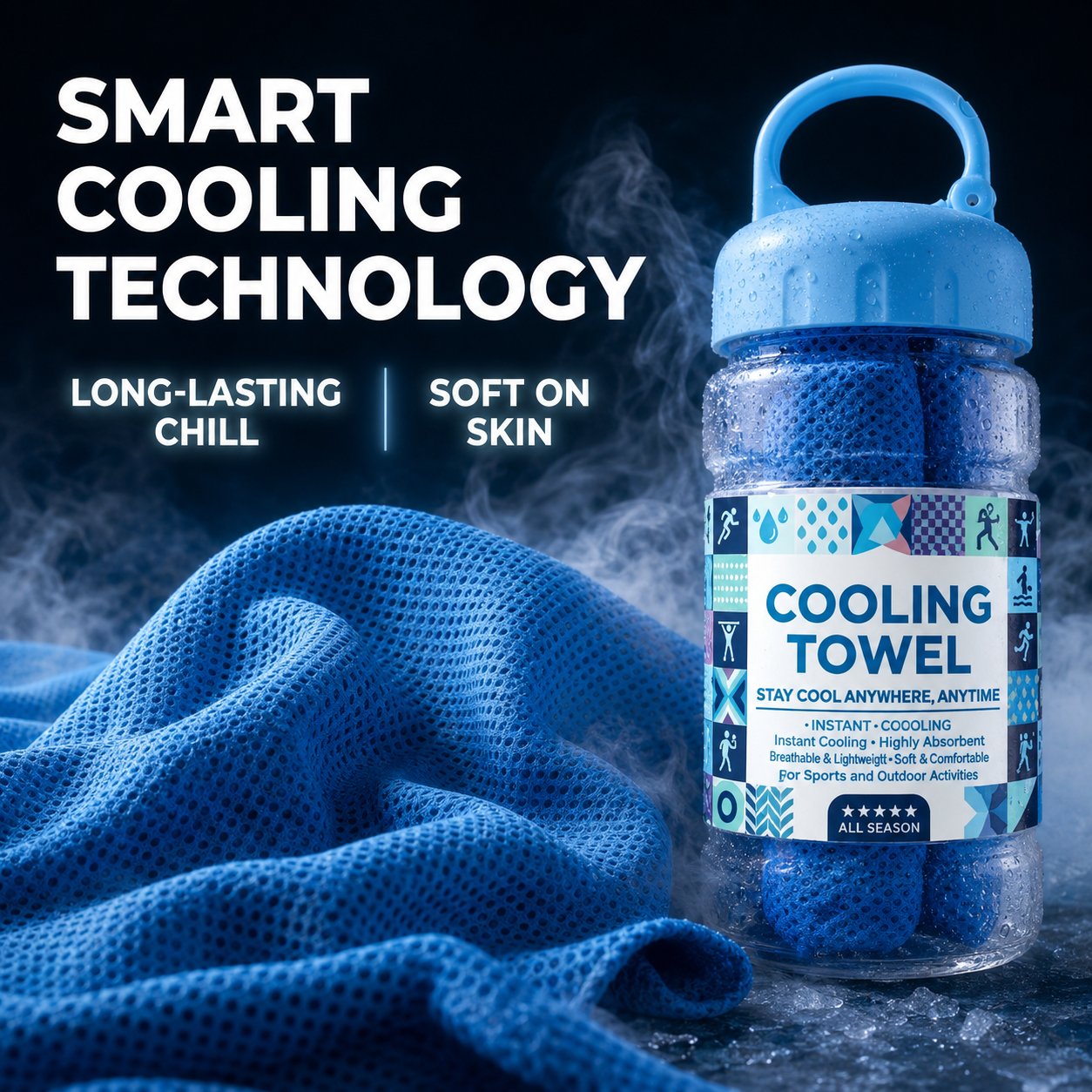 Cold Sweat Towel You Can Use Anywhere, Anytime! Reusable Soft Absorbent Cooling Portable