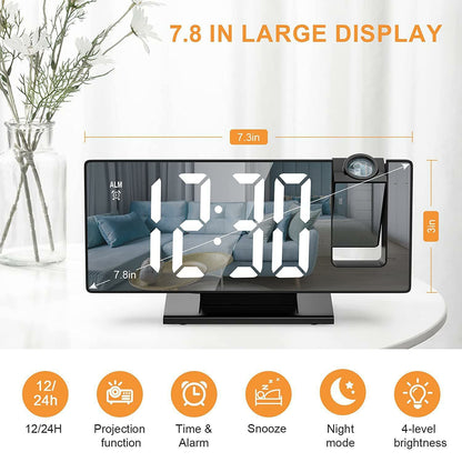 LED Projection Clock with Alarm & Temperature