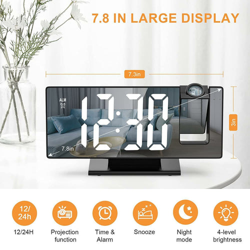 LED Projection Clock with Alarm & Temperature