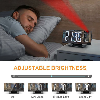 LED Projection Clock with Alarm & Temperature