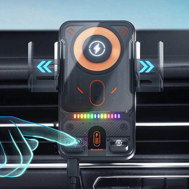 Cyberpunk Transparent Wireless Car Charger Mount