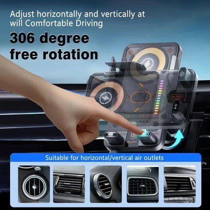 Cyberpunk Transparent Wireless Car Charger Mount
