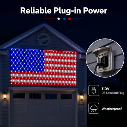 USA Glow Solar LED Flag Net Lights