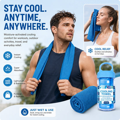 Cold Sweat Towel You Can Use Anywhere, Anytime! Reusable Soft Absorbent Cooling Portable