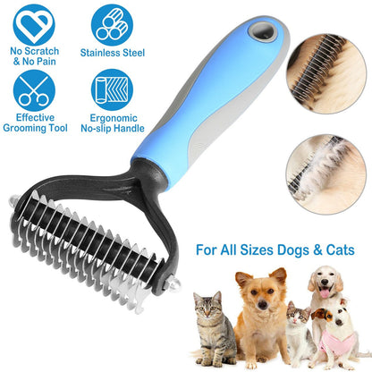 2-in-1 Pet Grooming Rake – Detangle, Deshed & Smooth Fur Easily