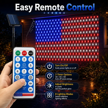 USA Glow Solar LED Flag Net Lights