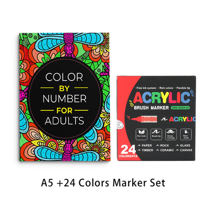 Color By Number Art Book with 75 Beautiful Relaxing Adult Coloring Pages for Stress Relief