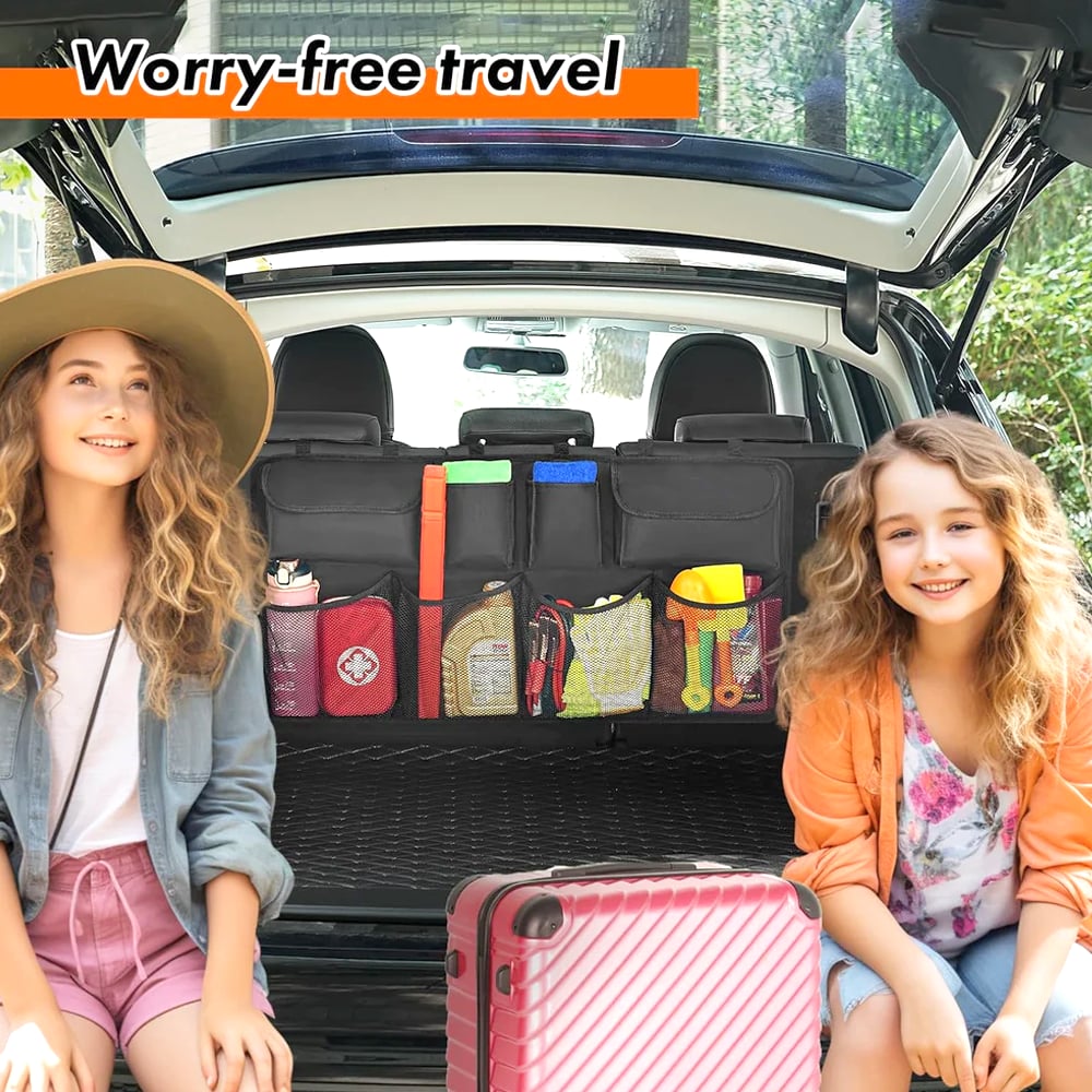 Car Trunk Organizer – Hanging Storage with 8 Pockets for SUVs & Trucks