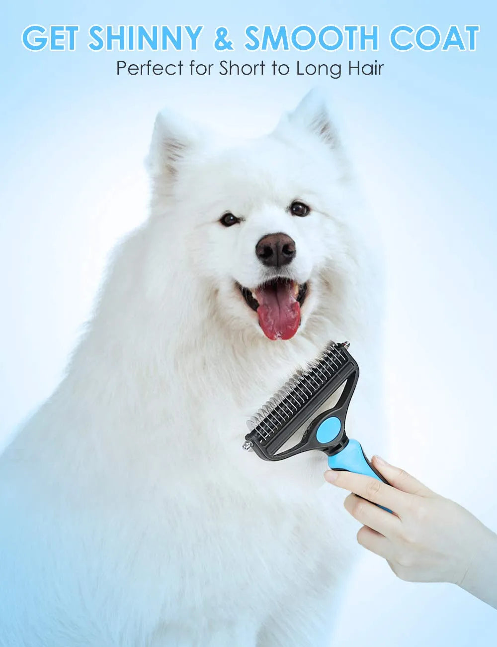 2-in-1 Pet Grooming Rake – Detangle, Deshed & Smooth Fur Easily