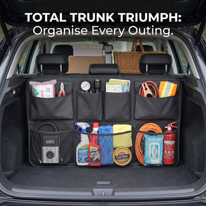 Car Trunk Organizer – Hanging Storage with 8 Pockets for SUVs & Trucks