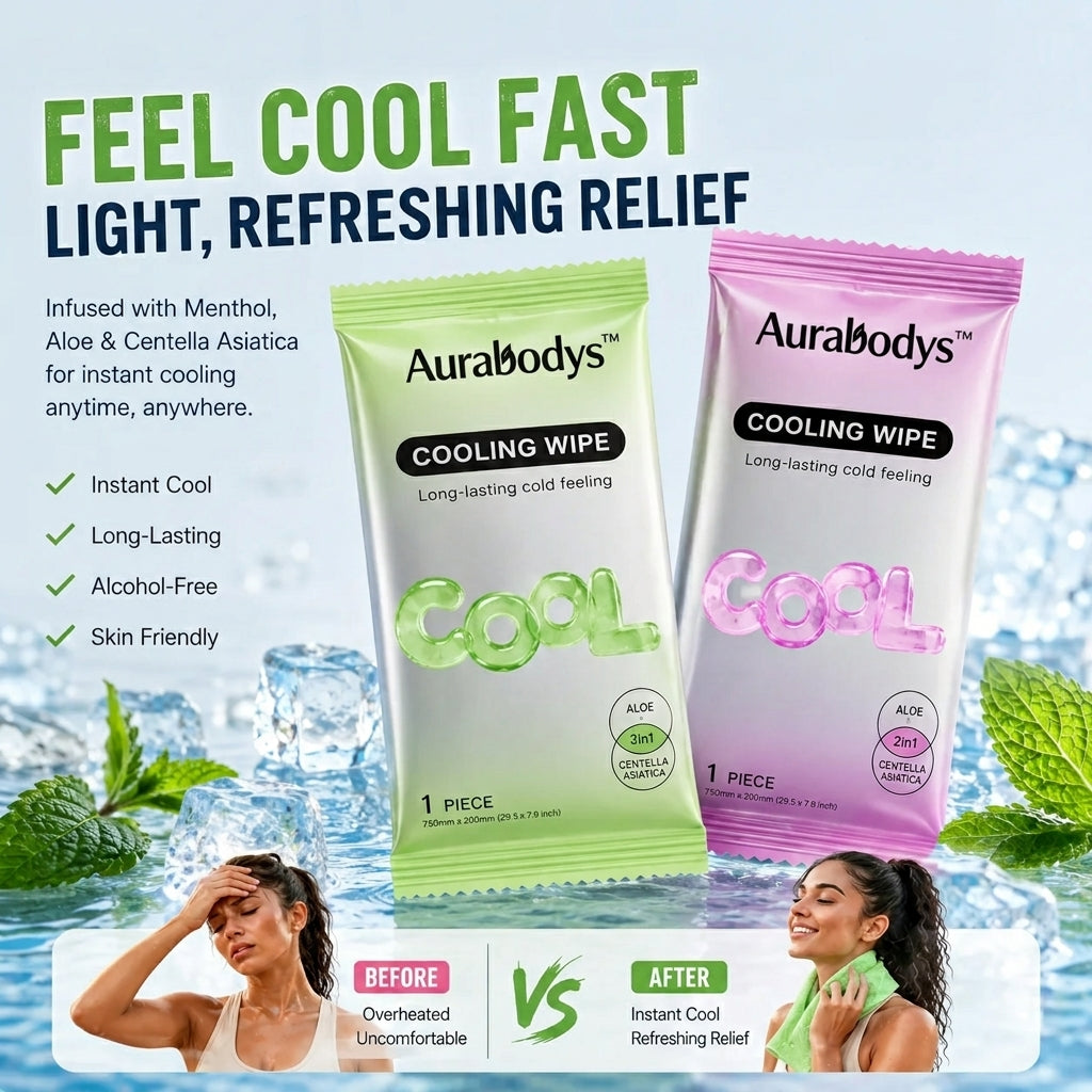 Cooling Towels & XL Menthol Cooling Wipes for Summer Heat, Sports, Travel & Outdoor Relief
