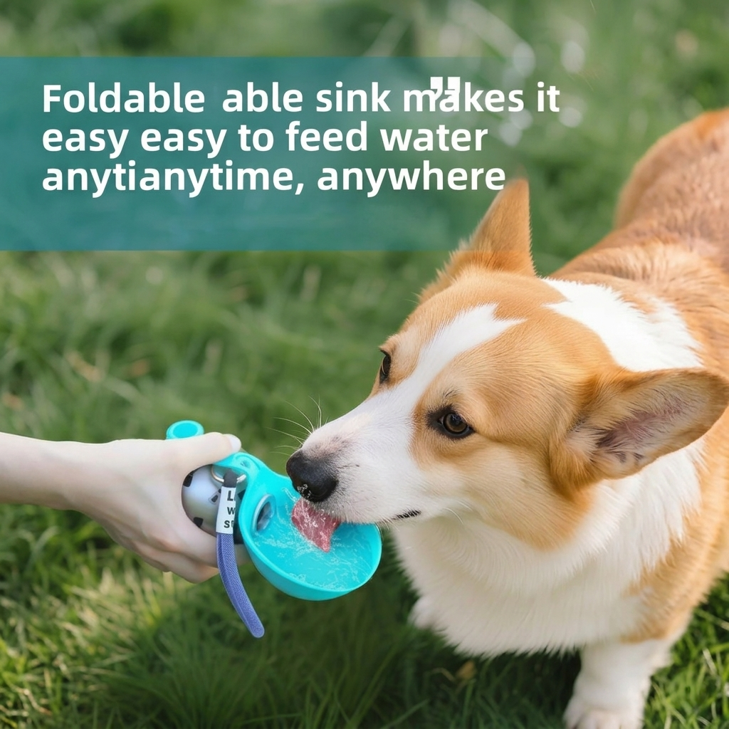 Foldable 304 Stainless Steel Dog Water Bottle Portable Pet Travel Drinking Cup