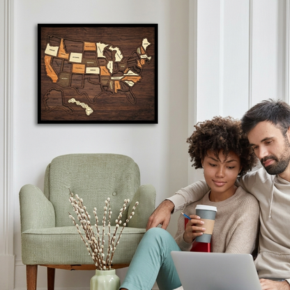 🇺🇸 Wooden USA Travel Map Puzzle🧩A Stylish Way to Track Your Journey