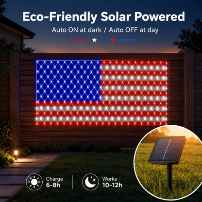 USA Glow Solar LED Flag Net Lights
