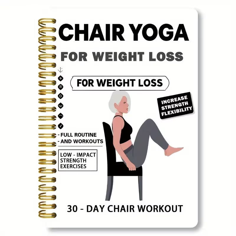 🔥30-Day Chair Yoga Weight Loss Spiral-Bound Notebook & Step-by-Step Exercise Guide - At-Home Fitness Journal