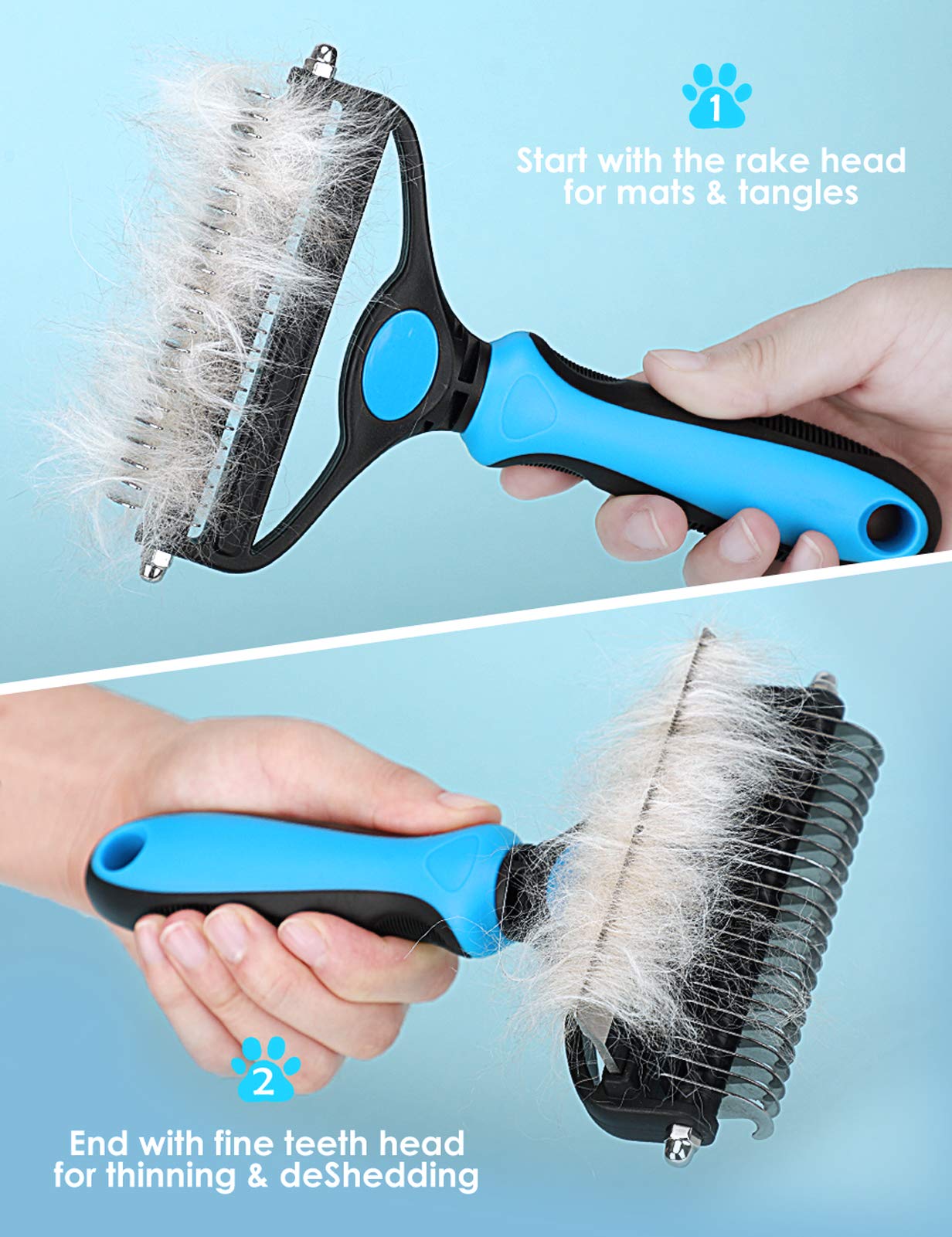 2-in-1 Pet Grooming Rake – Detangle, Deshed & Smooth Fur Easily