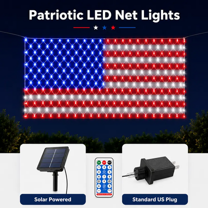 USA Glow Solar LED Flag Net Lights