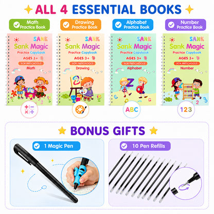 📚MagicBook | Kids Practice Copybook Set (4Pcs/Set)