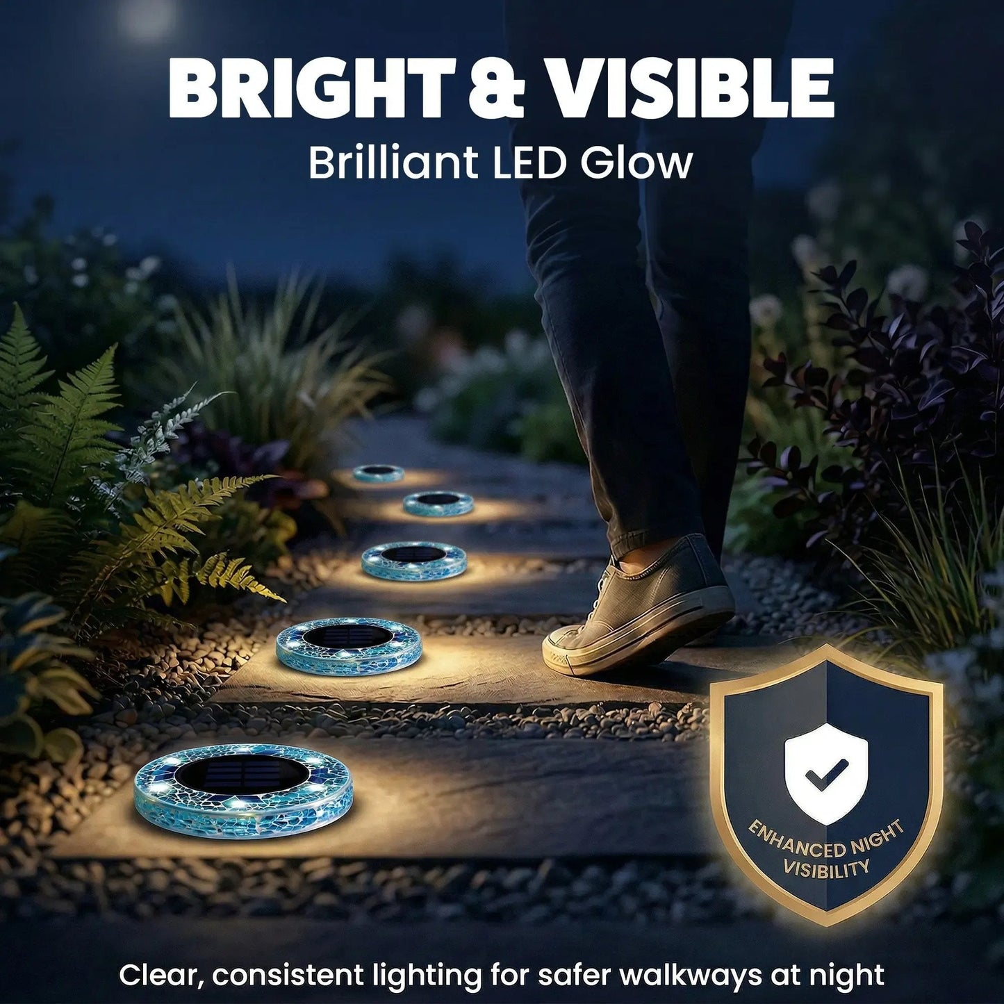 4/8 Pack Solar Outdoor Mosaic Disk Lights, Waterproof Decorative Pathway LED Light