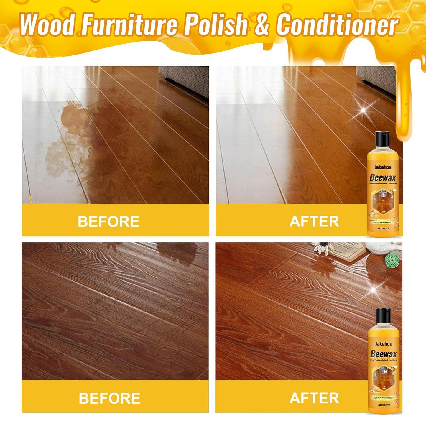 Natural Beeswax Wood Polish Spray for Furniture & Floors