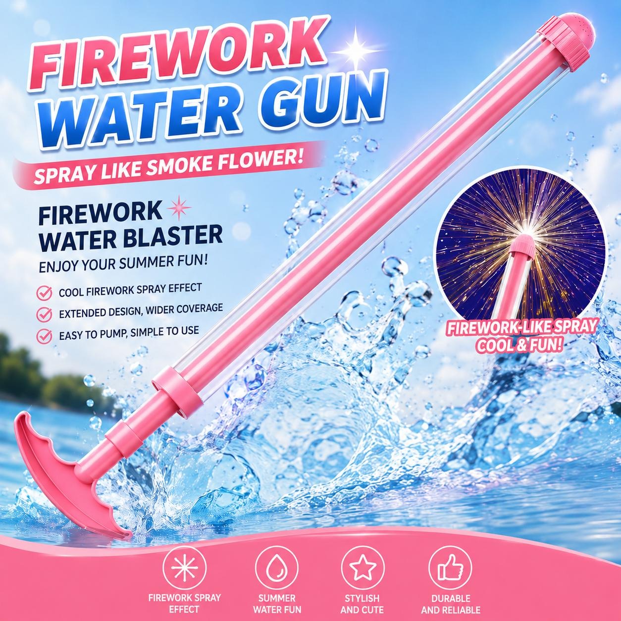 Fun Pull-Out Firework Water Gun Toy