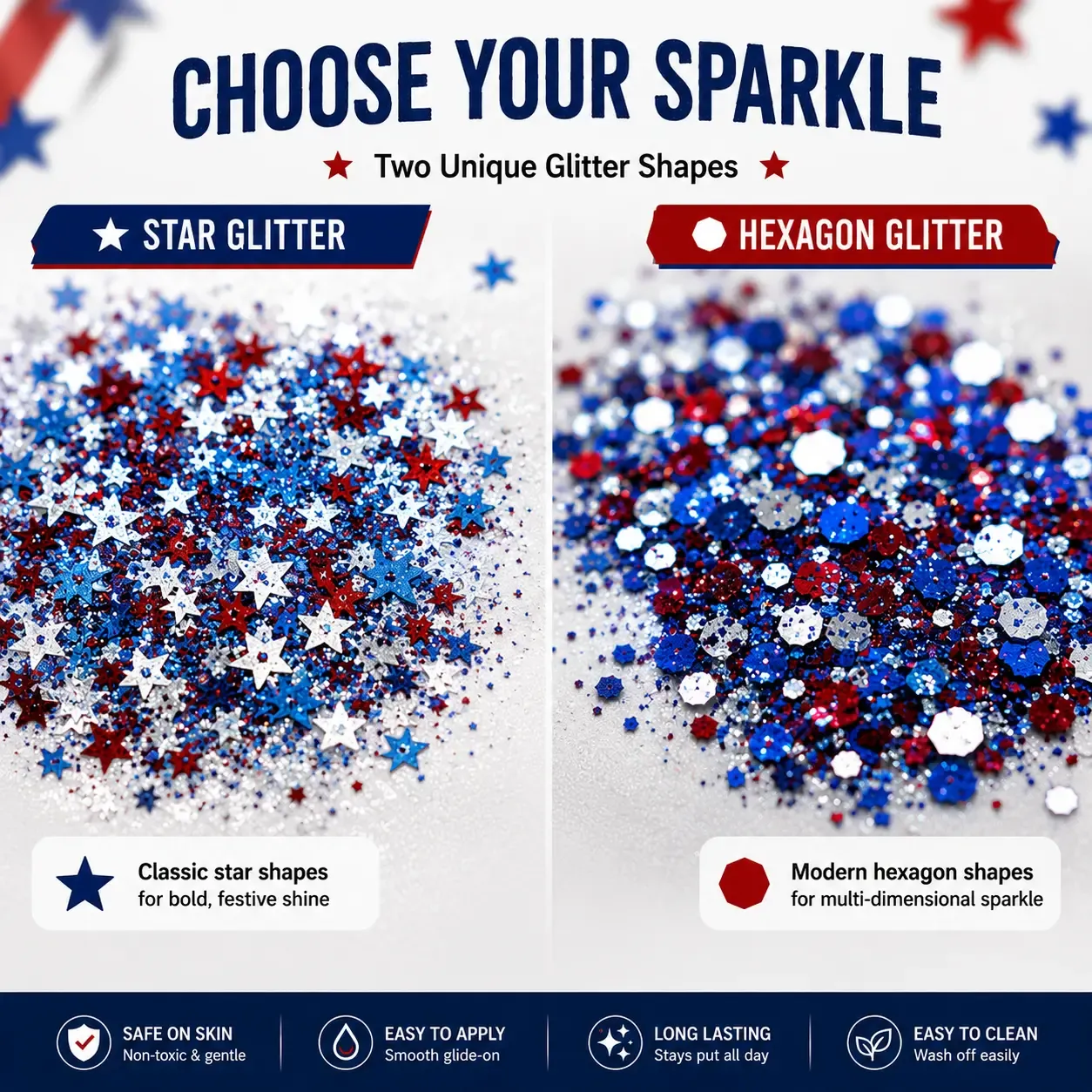 Patriotic Glitter Stick for Face, Hair & Body Sparkle