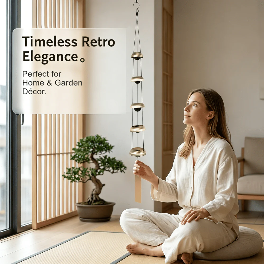 Quintet Brass Wind Chimes with Deep Relaxing Temple Tones