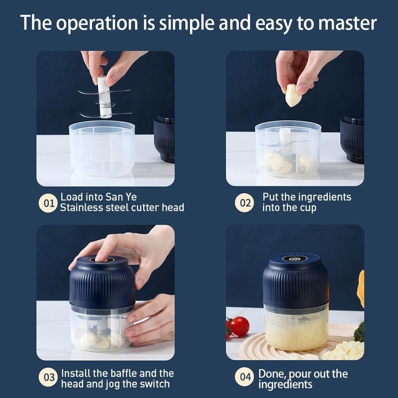 Portable Electric Garlic Chopper for Fast Kitchen Food Prep