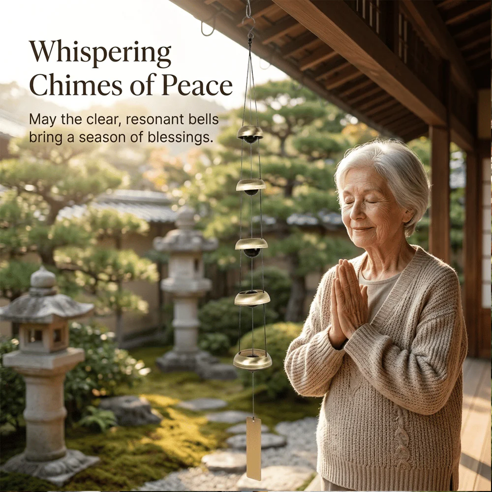 Quintet Brass Wind Chimes with Deep Relaxing Temple Tones
