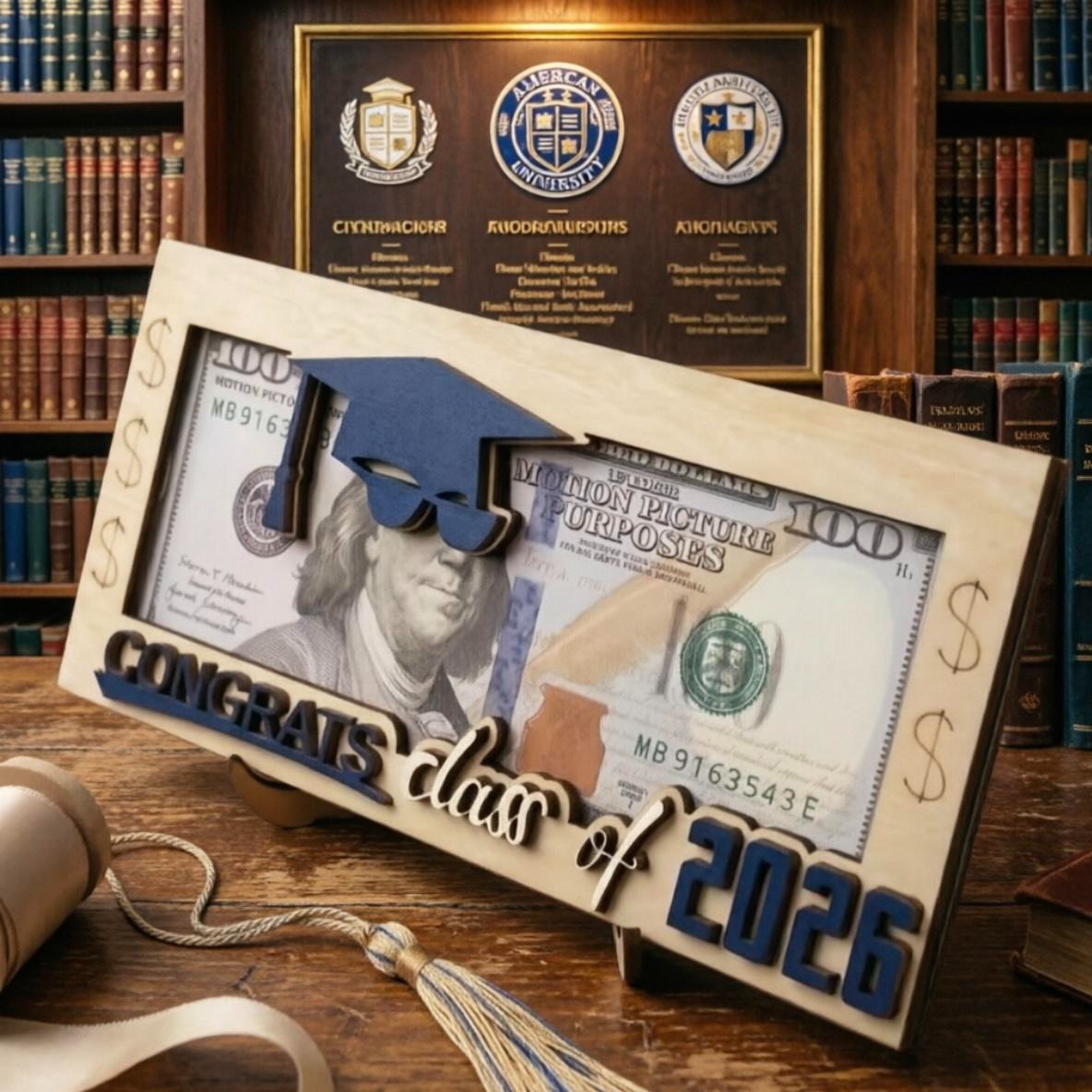 Graduation Money Holder 2026 Wooden Cash Gift Box