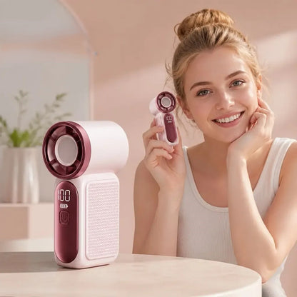 Mini Handheld Fan with LED Display – 6-Speed Turbo Pocket Fan for Women