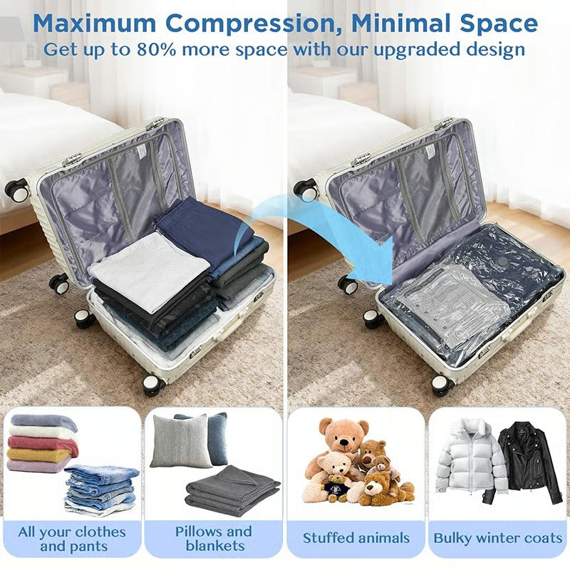 Cordless Travel Vacuum Bag Set for Space-Saving Packing