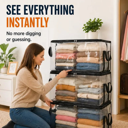Large Heavy-Duty Thick Plastic Clear Storage Bag for Clothes, Moving & Storage