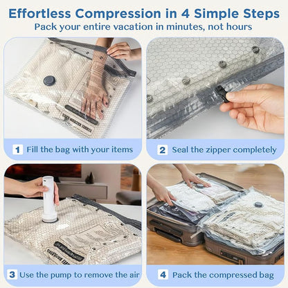 Cordless Travel Vacuum Bag Set for Space-Saving Packing