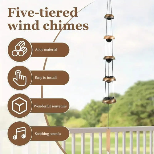 Quintet Brass Wind Chimes with Deep Relaxing Temple Tones