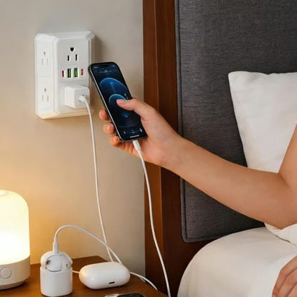 6-Outlet Extender with USB-C, Surge Protection & Night Light