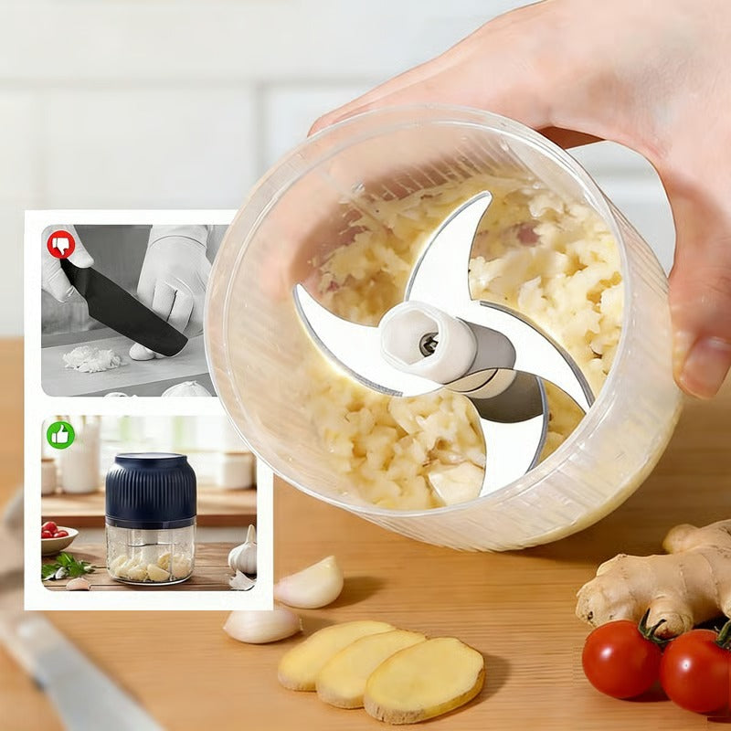 Portable Electric Garlic Chopper for Fast Kitchen Food Prep