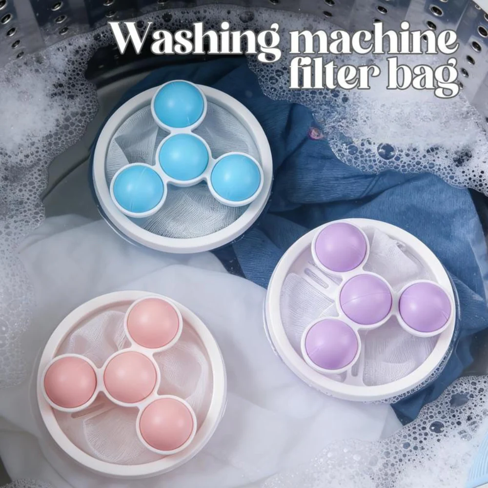 3-Pack Washing Machine Filter Bag, Reusable Floating Hair Filter for Laundry Washer Cotton