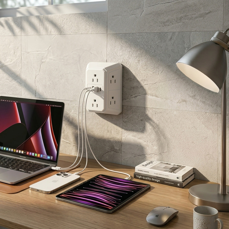 6-Outlet Extender with USB-C, Surge Protection & Night Light