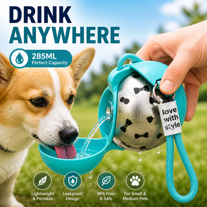 Foldable 304 Stainless Steel Dog Water Bottle Portable Pet Travel Drinking Cup