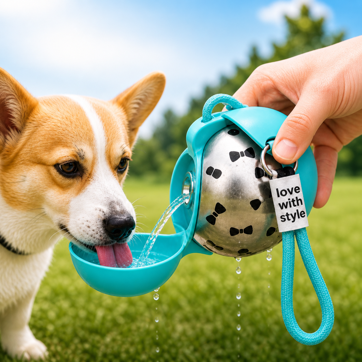 Foldable 304 Stainless Steel Dog Water Bottle Portable Pet Travel Drinking Cup