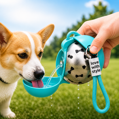 Foldable 304 Stainless Steel Dog Water Bottle Portable Pet Travel Drinking Cup