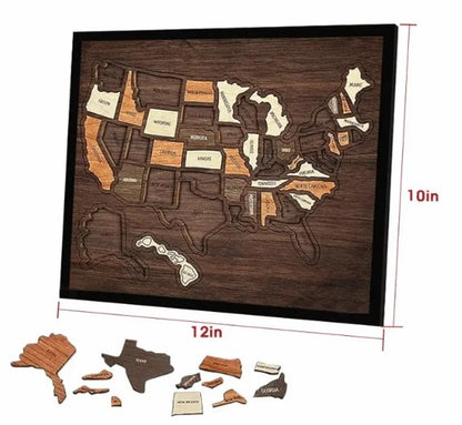 🇺🇸 Wooden USA Travel Map Puzzle🧩A Stylish Way to Track Your Journey