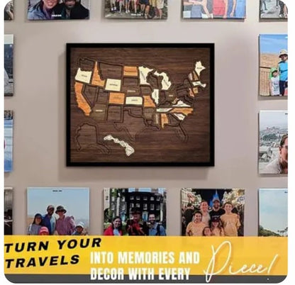 🇺🇸 Wooden USA Travel Map Puzzle🧩A Stylish Way to Track Your Journey