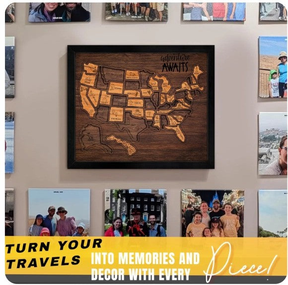 🇺🇸 Wooden USA Travel Map Puzzle🧩A Stylish Way to Track Your Journey