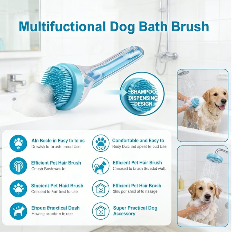 2 in 1 Pet Bath and Grooming Brush